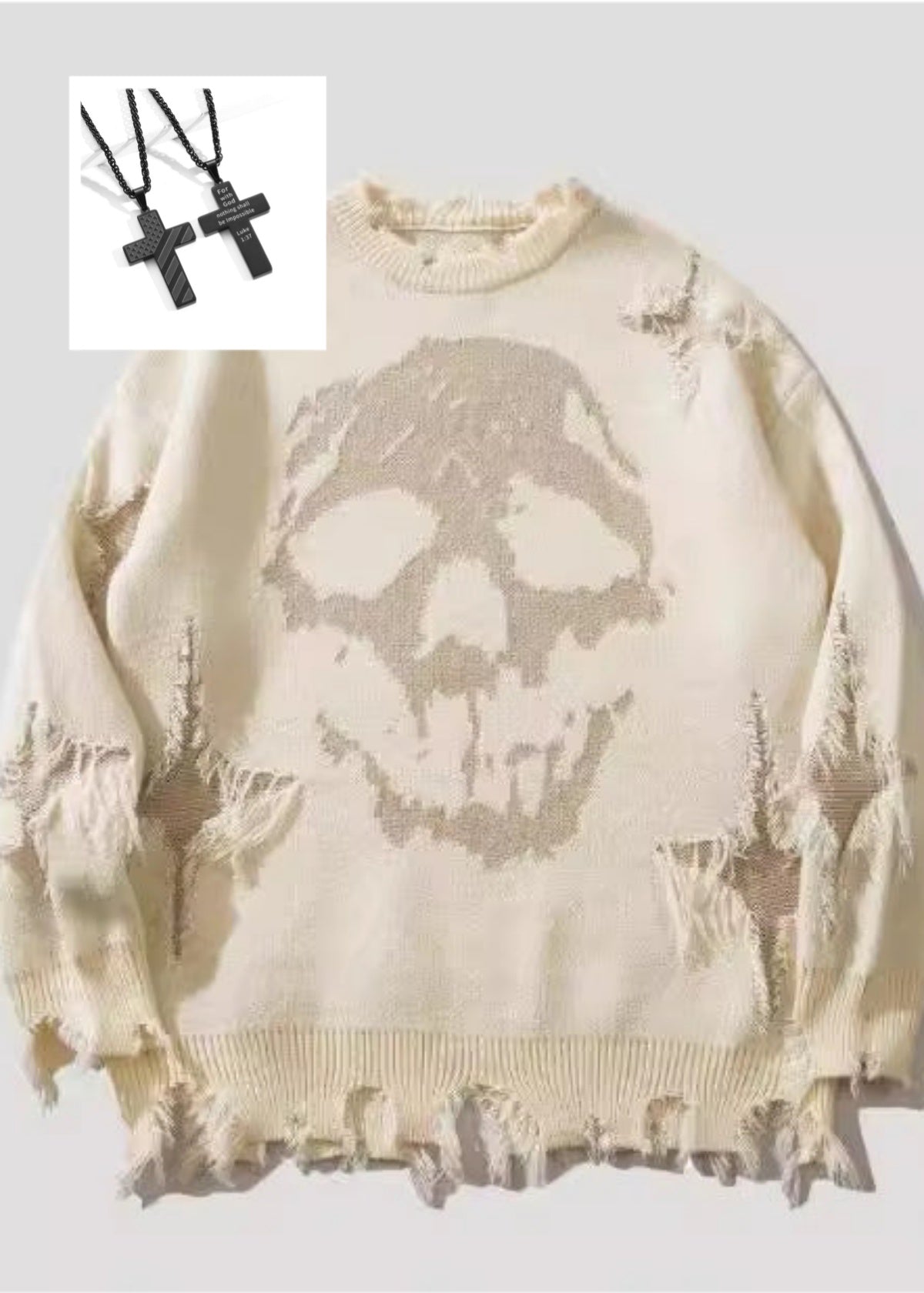 🔥Neu eingetroffen 50% reduziert🎁Pullover mit Skelett-Print und überschnittenen Schultern | Trendiger Streetwear-Look