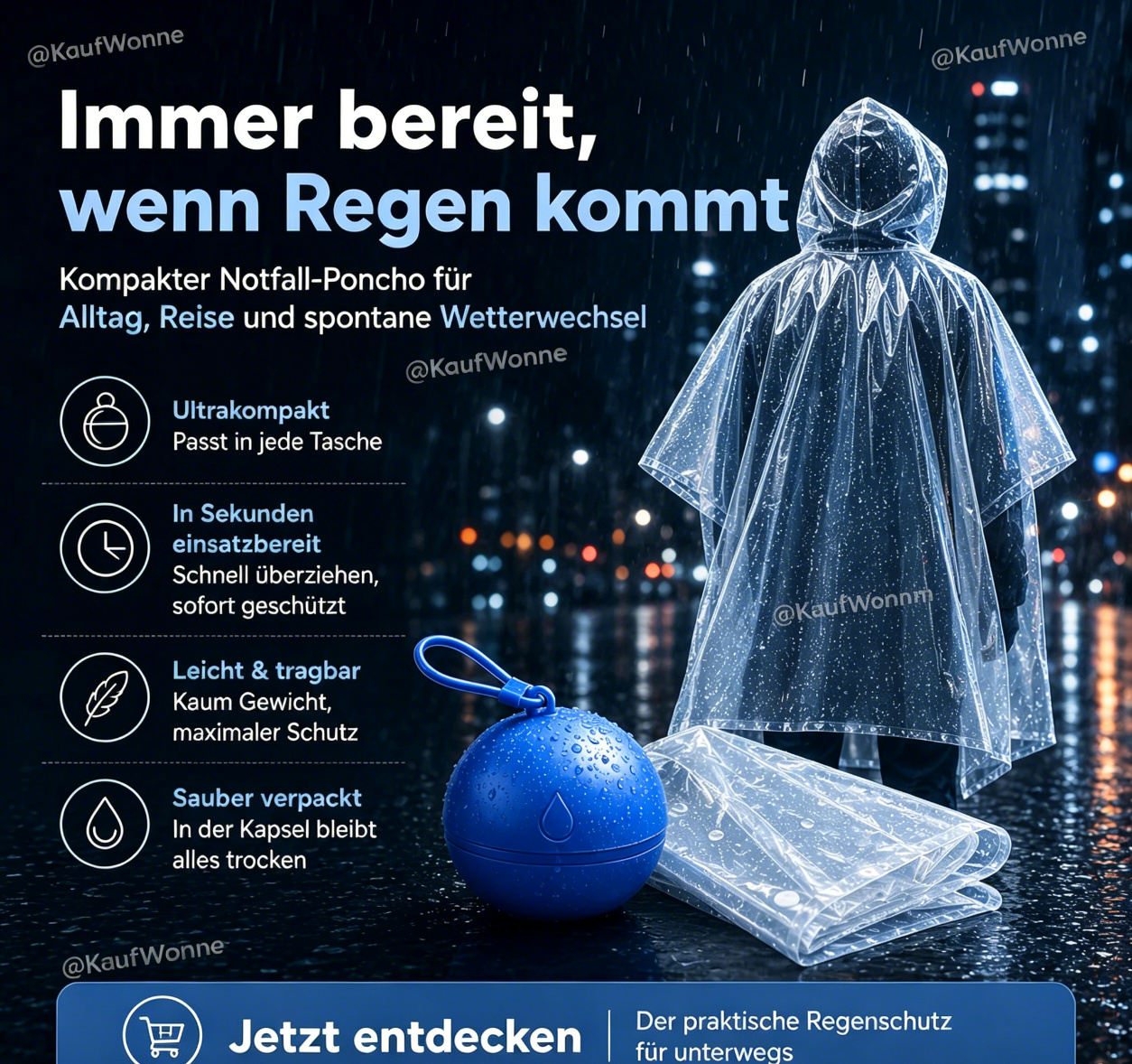 🥳HEISSER SALE 2026🥳💞 50K+ VERKAUFT! ⚡🌧️Einweg-Regenjacke in Mini-Kugelform (1 kaufen, 2 gratis)