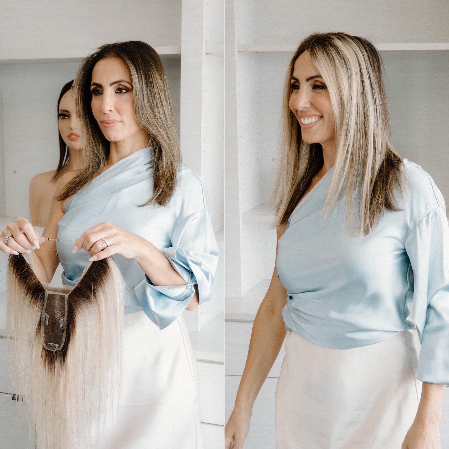 🔥Versandkostenfrei⏰ Nur noch heute 50% Rabatt! 🖤 Damen Clip-in Haarteil in natürlichem Schwarz | Unsichtbare Spitzenhaarverlängerung gegen dünne Stellen & Geheimratsecken, natürliches Echthaar-Look ✨