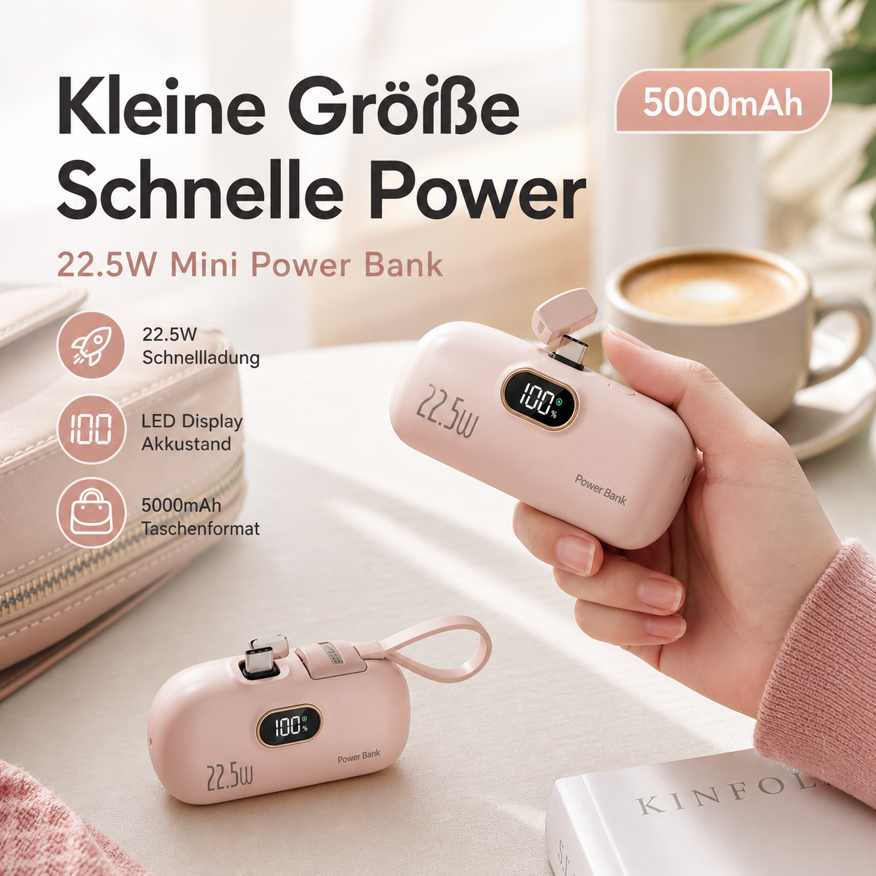 🔋 50% RABATT! 📱 Mini-Powerbank 5000mAh – Tragbar, Schnellladung & Perfekt für Unterwegs ✨