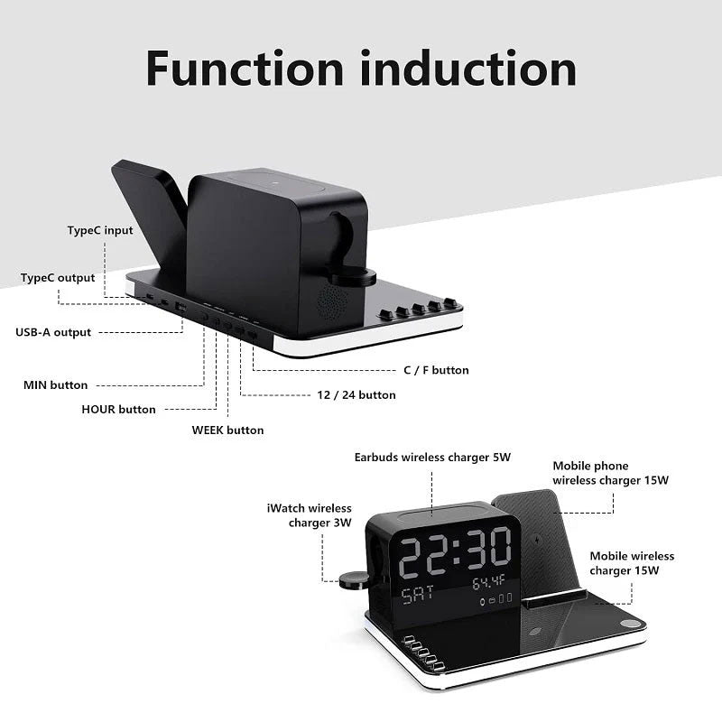 📢📢50 % Rabatt!! ⏰🚀 7-in-1 MagSafe schneller kabelloser Ladeständer - MagFast + 33W POWER! | 7 Funktionen: Dual-Ladung, Uhr, Licht, BT-Lautsprecher⏳