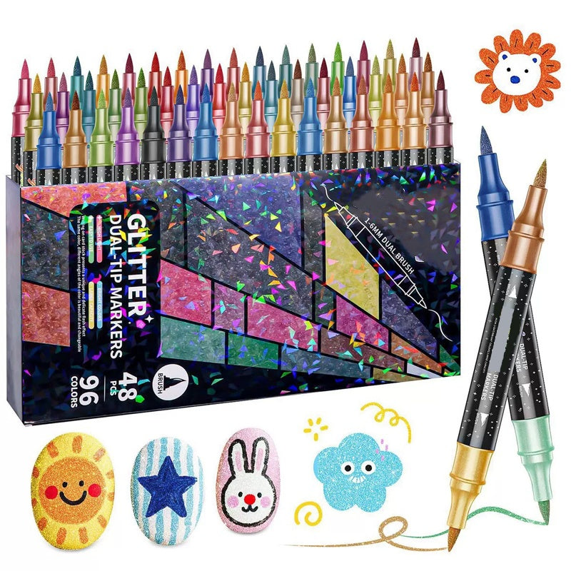 🥳🥇Letzter Tag: 50 % Rabatt!🎨✨Glitzer-Pinselmarker🌈12/24/36/48 Farben