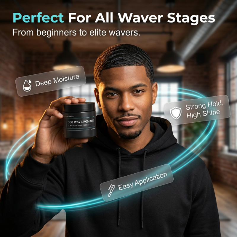 Wave Pomade, Haarwachs mit mittlerem Halt, wasserbasiert, hochglänzend