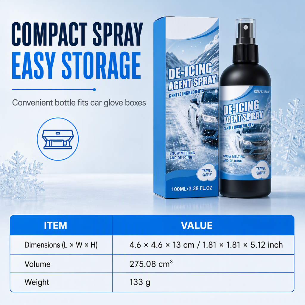 ❄️Enteisungs- und Schneeschmelzspray für Autoscheiben und Fenster im Winter, 100 ml