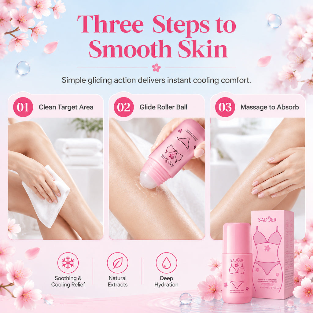 🔥🎁 1+1 GRATIS!!🌸Beruhigendes Roll-On-Serum mit Kirschblütenduft nach der Haarentfernung, 50 ml, zur Linderung von Hautrötungen und -irritationen