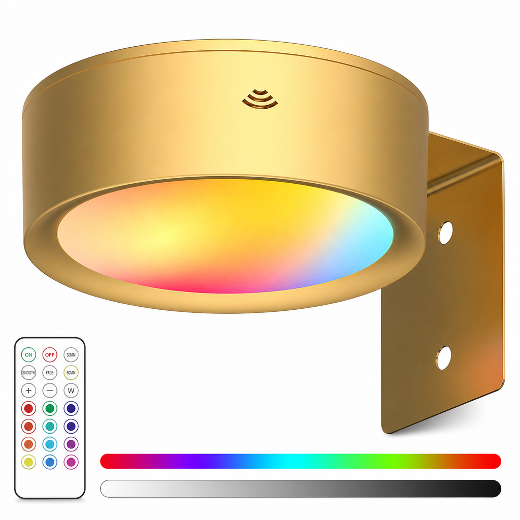 LED-Puck-Leuchten mit Fernbedienung, batteriebetrieben, RGB-Farbwechsel, Unterbauleuchten mit Druckknopf-Nachtlicht