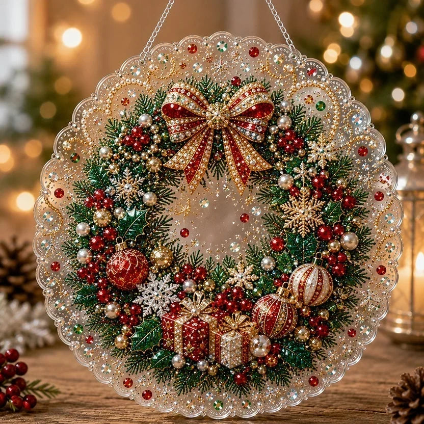 🎁🎄 DIY Weihnachts-Perlen-Diamantmalerei-Anhänger Bastelset | Farbechte, abriebfeste Perlen – handgefertigte Festdekoration zum Aufhängen 🎅💎