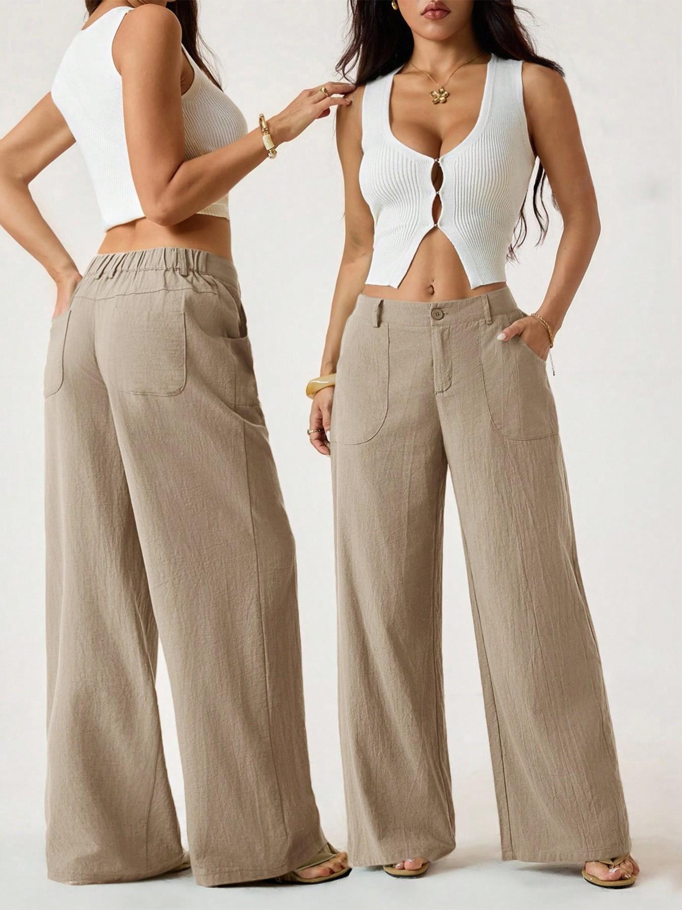 🔥🔥 2026 NEU 🥳☀️ Lässige Damen Loungehose aus Baumwoll-Leinen-Mix 👖 Fließend, gerades Bein & hoher Bund – perfekt für Sommer & Alltag 🌸