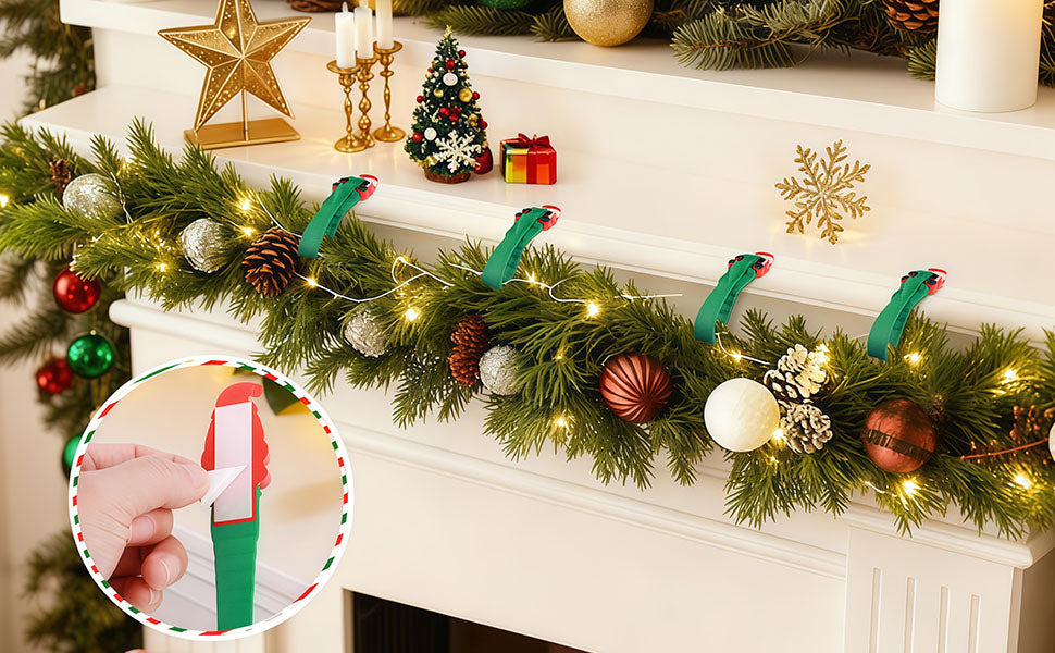 🎄🎅 Weihnachtsmann-Klebehaken (12er-Pack) – kein Bohren, keine Nägel, einfach abziehen, aufkleben und aufhängen.