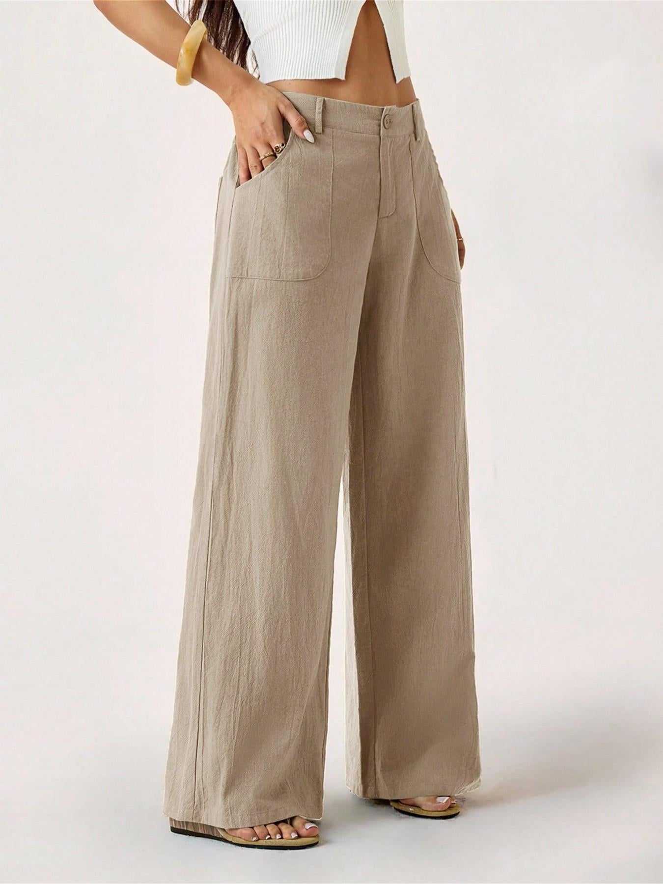 🔥🔥 2026 NEU 🥳☀️ Lässige Damen Loungehose aus Baumwoll-Leinen-Mix 👖 Fließend, gerades Bein & hoher Bund – perfekt für Sommer & Alltag 🌸