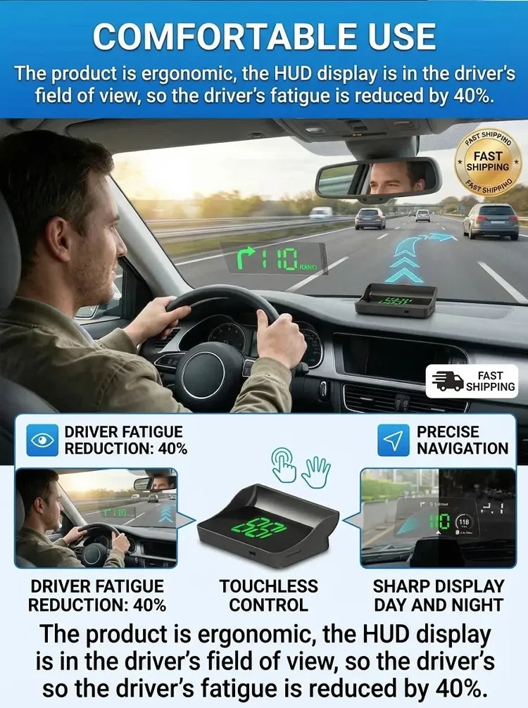 🚗🔥 JETZT 50 % RABATT! Auto‑HUD Head‑Up‑Display, GPS‑Digital‑Tachometer, Ampel‑Countdown & Blitzer‑Warnung, universelles Sicherheitsgerät