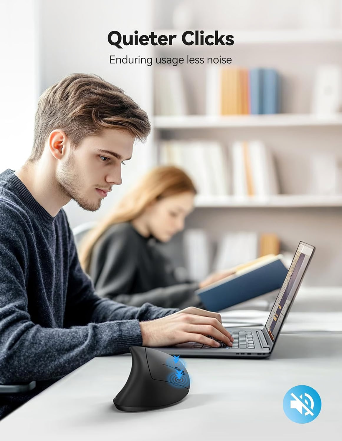 🖱️ 2 Kaufen, 1 Gratis 🎁✨Ergonomische Kabellose Vertikal-Maus mit Handgelenkschutz | ⚡USB-aufladbarer Optischer Maus