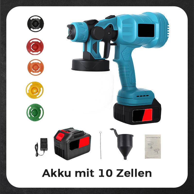 📢📢50 % Rabatt!! ⏰🔥Kabellose elektrische Spritzpistole ⚡ 800 ml/Minute für ununterbrochenes Sprühen 💪 Wiederaufladbar, kabellos, Sprühen in jedem Winkel ohne Auslaufen. Ideal für Möbel, Zäune und Wände 🏠