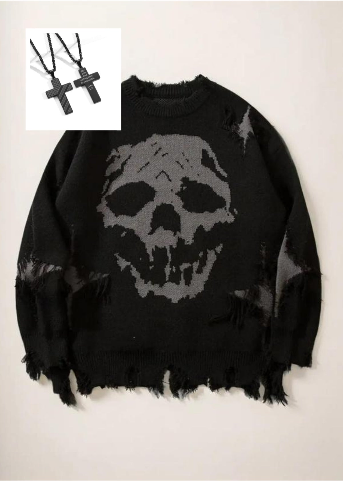 🔥Neu eingetroffen 50% reduziert🎁Pullover mit Skelett-Print und überschnittenen Schultern | Trendiger Streetwear-Look