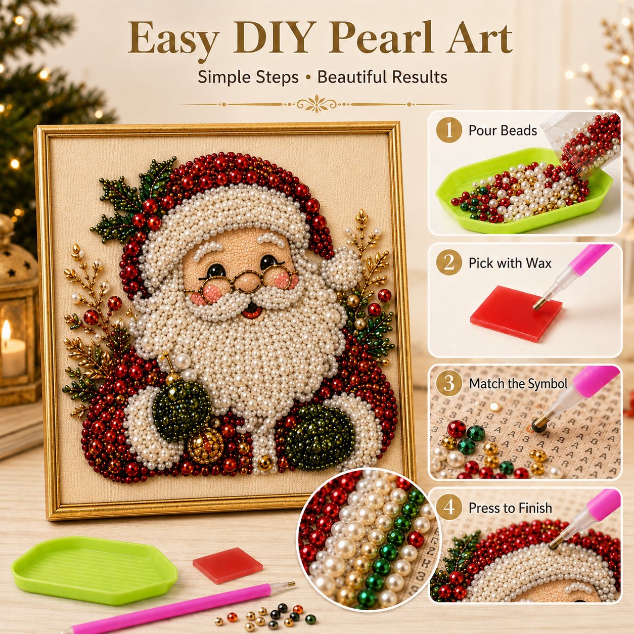 🎨💎DIY-Weihnachts-Diamantmalerei-Set mit Perlen -🧘Entspannend & Anfängerfreundlich