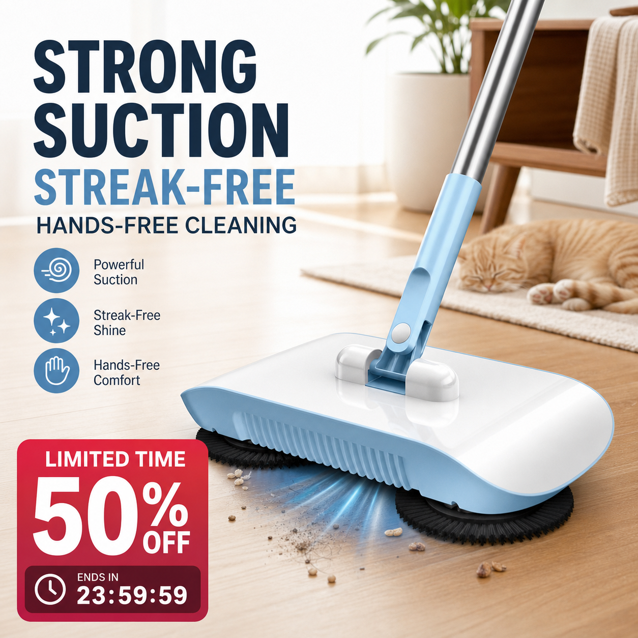 📢📢50 % Rabatt!! ⏰🧹 Smart-Roboterstaubsauger mit Wisch- & Kehrfunktion