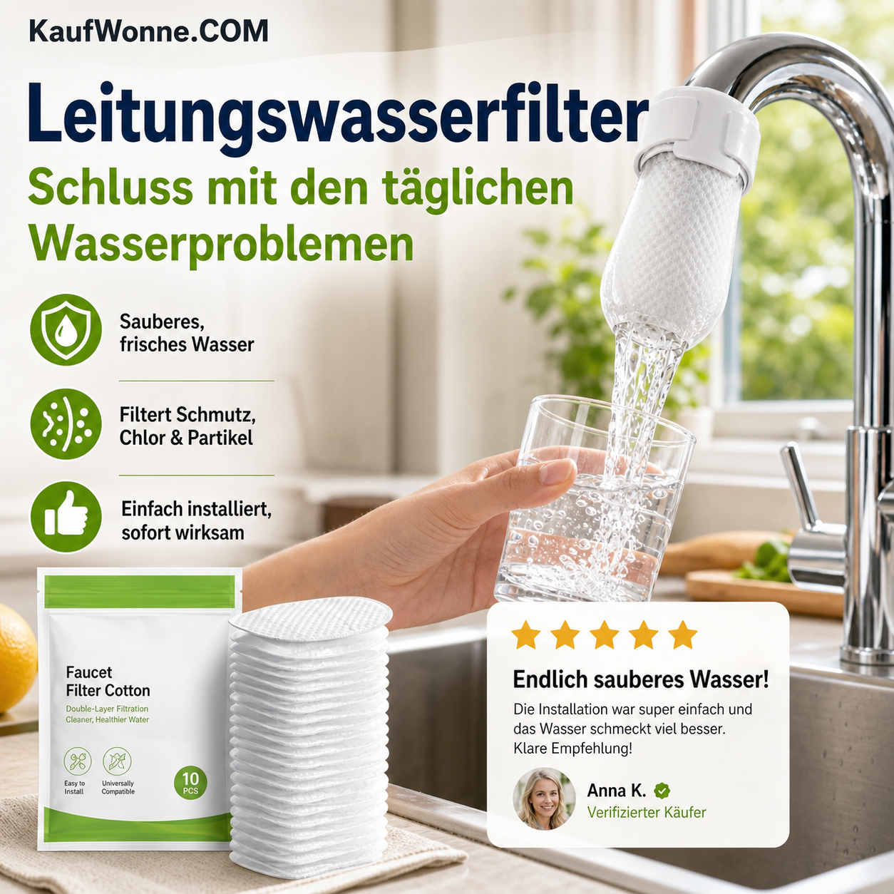 🔥🎁 2+1 GRATIS!!🥳💞 50K+ VERKAUFT! ⚡💧Spritzschutzfilter für Küchenarmaturen zur Entfernung von Ablagerungen und Rost