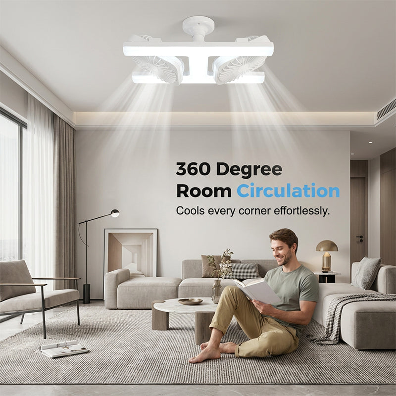 🌬️✨ Doppelter Deckenventilator mit LED-Beleuchtung – modernes Design mit Fernbedienung für Wohn- und Schlafzimmer