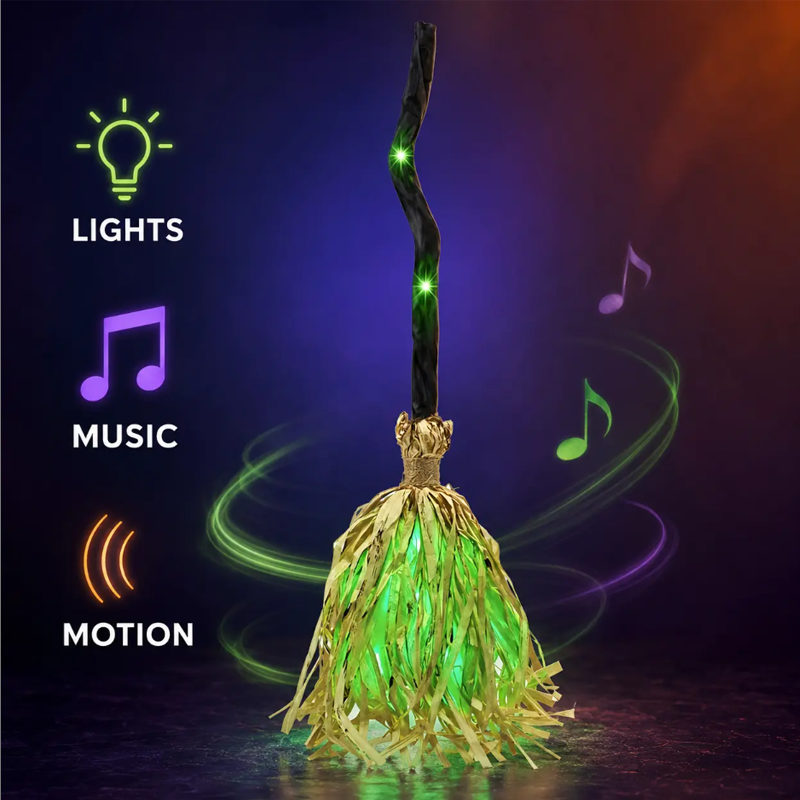 🧙 Nur für kurze Zeit: 55 % Rabatt! 🥳 Animierter Hexenbesen als Halloween-Dekoration mit Licht und Sound