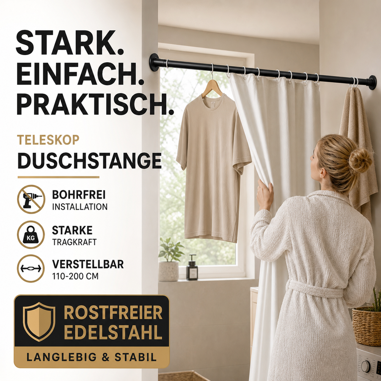 🔥 Heute -50 %! 🏠 Verstellbare Spannstange ohne Bohren – schnell montiert, stabil & vielseitig einsetzbar