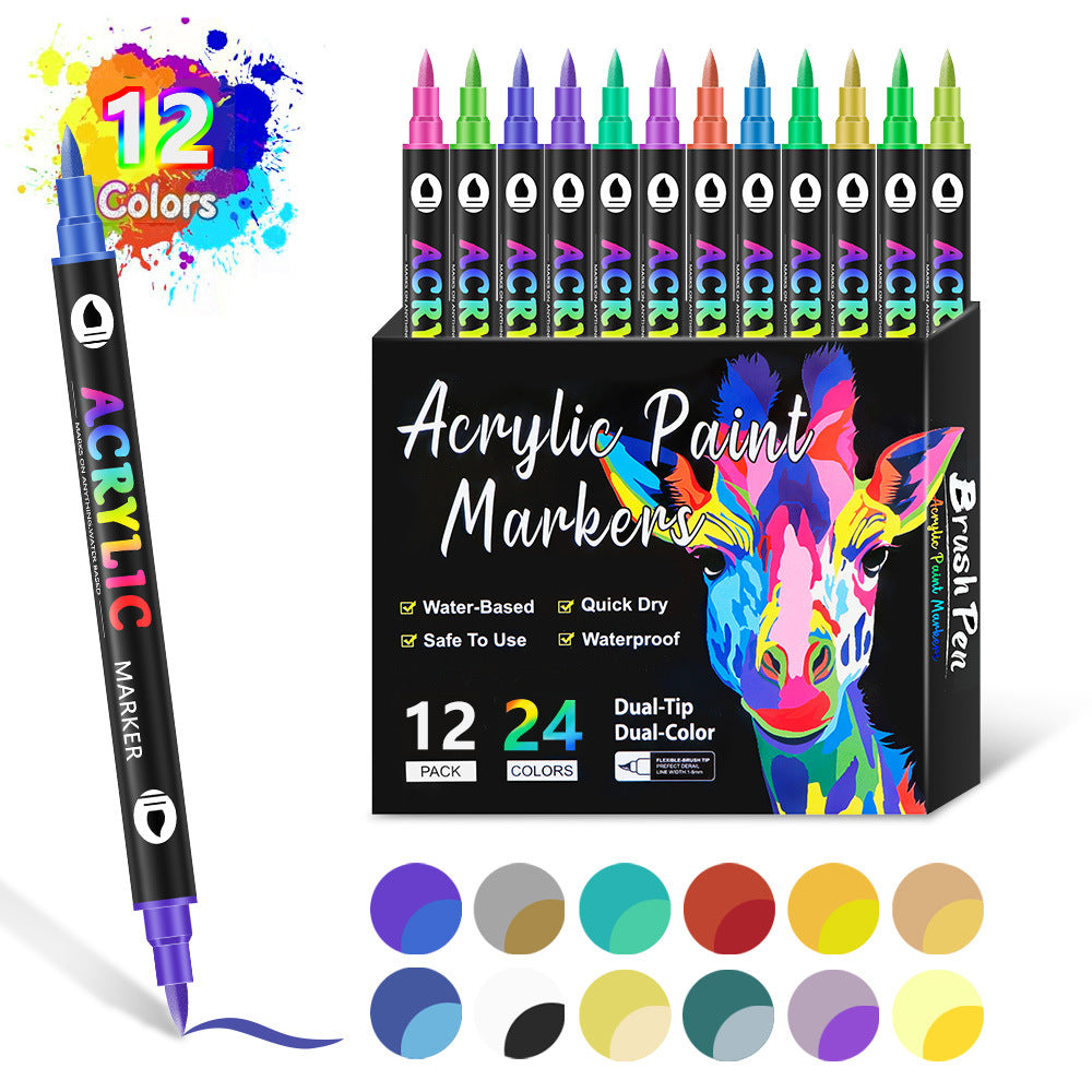 🎨50 % Rabatt!! 🔥 Acryl-Farbmarker mit zwei Spitzen – 24/48/72 Farben