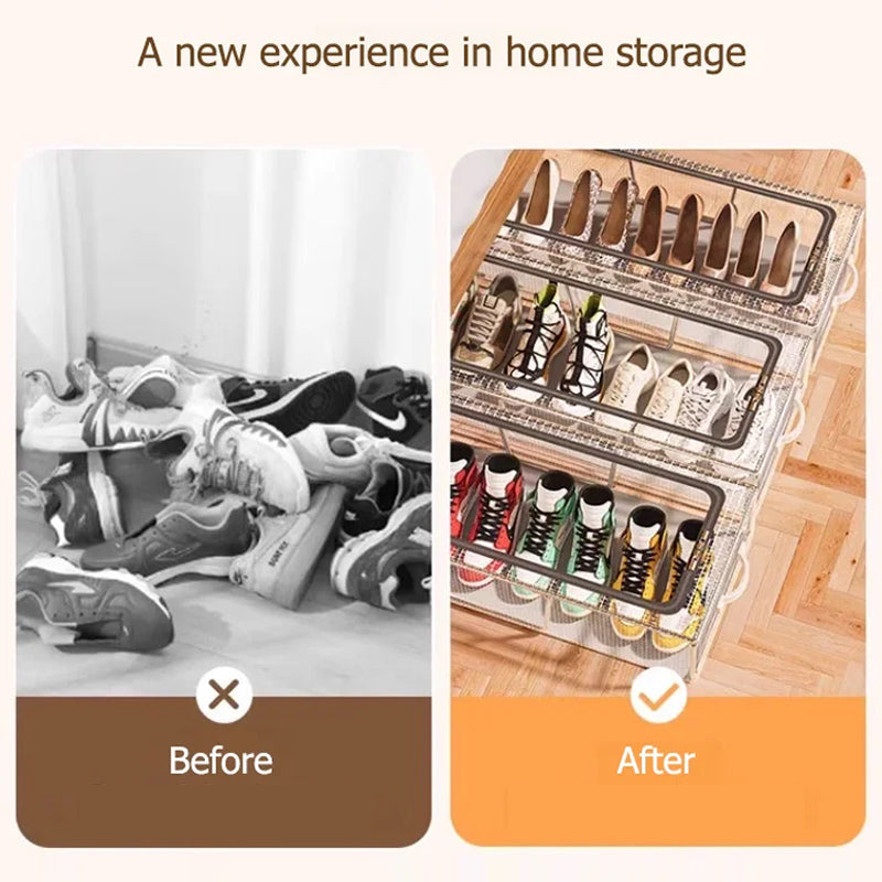 📦✨PVC‑Schuhaufbewahrungsbox, wasserdicht & faltbar‑platzsparender Organizer für Schränke