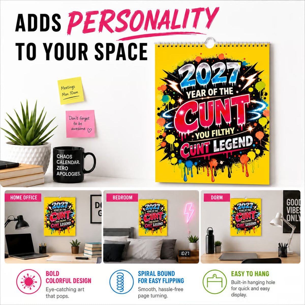💥Frühbucherangebot – 49 % Rabatt🎁Wandkalender „Jahr der Schlampe 2027“ – Kalender mit frechem Graffiti-Humor📆🌟