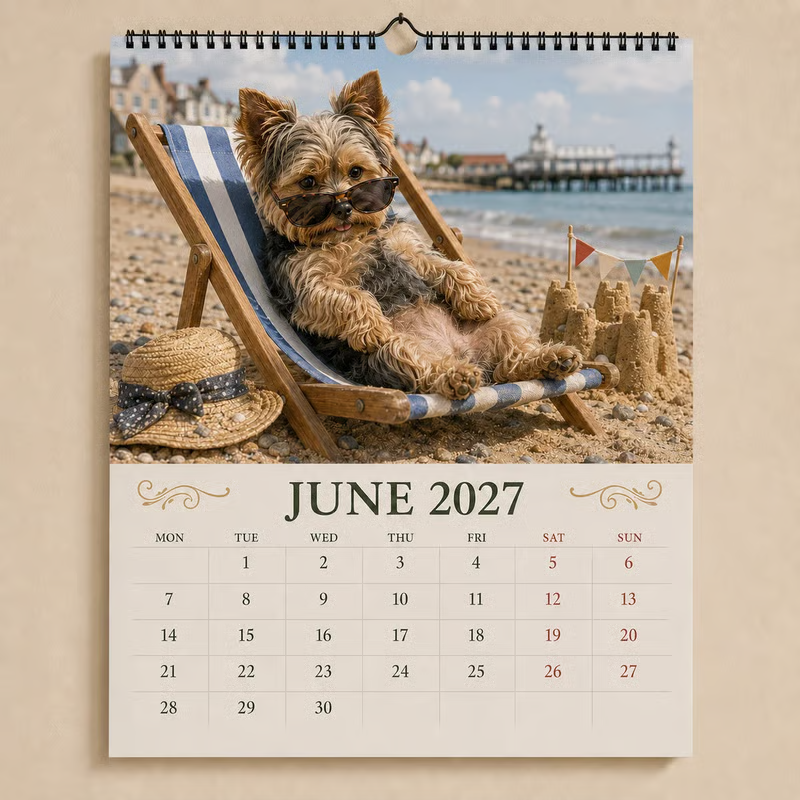 Lustiger Yorkshire Terrier Wandkalender 2027 | A4 Hängekalender