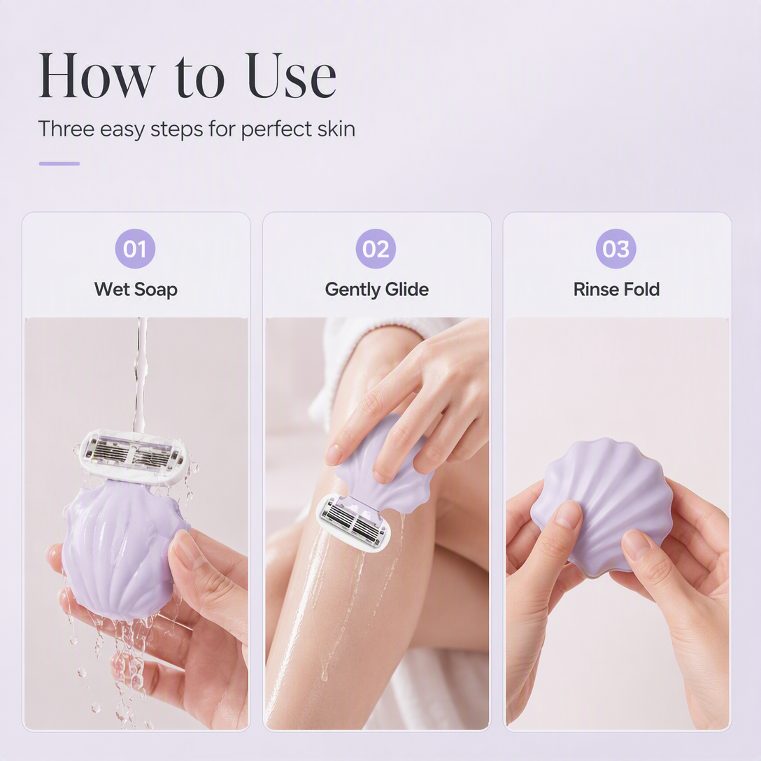 🔥 2+1 GRATIS!! 🪒 Tragbarer manueller Damen-Rasierer in Muschelform