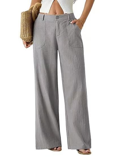🔥🔥 2026 NEU 🥳☀️ Lässige Damen Loungehose aus Baumwoll-Leinen-Mix 👖 Fließend, gerades Bein & hoher Bund – perfekt für Sommer & Alltag 🌸