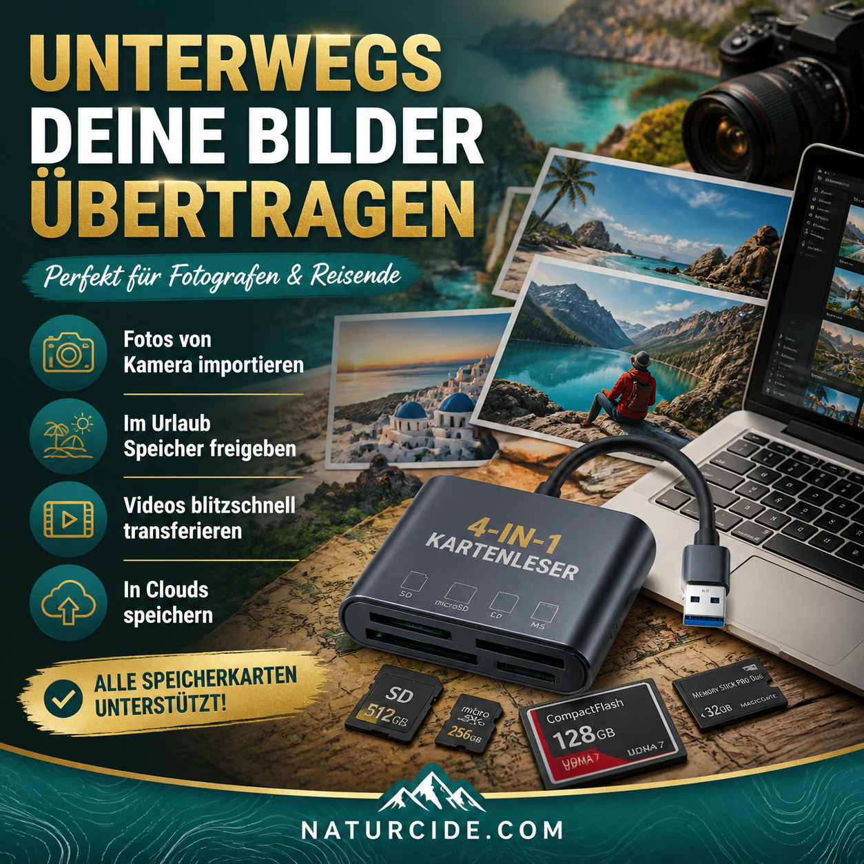 📢📢50 % Rabatt!!🥳 💞 50K+ VERKAUFT! ⚡💾3-in-1 USB-C Speicherkartenleser