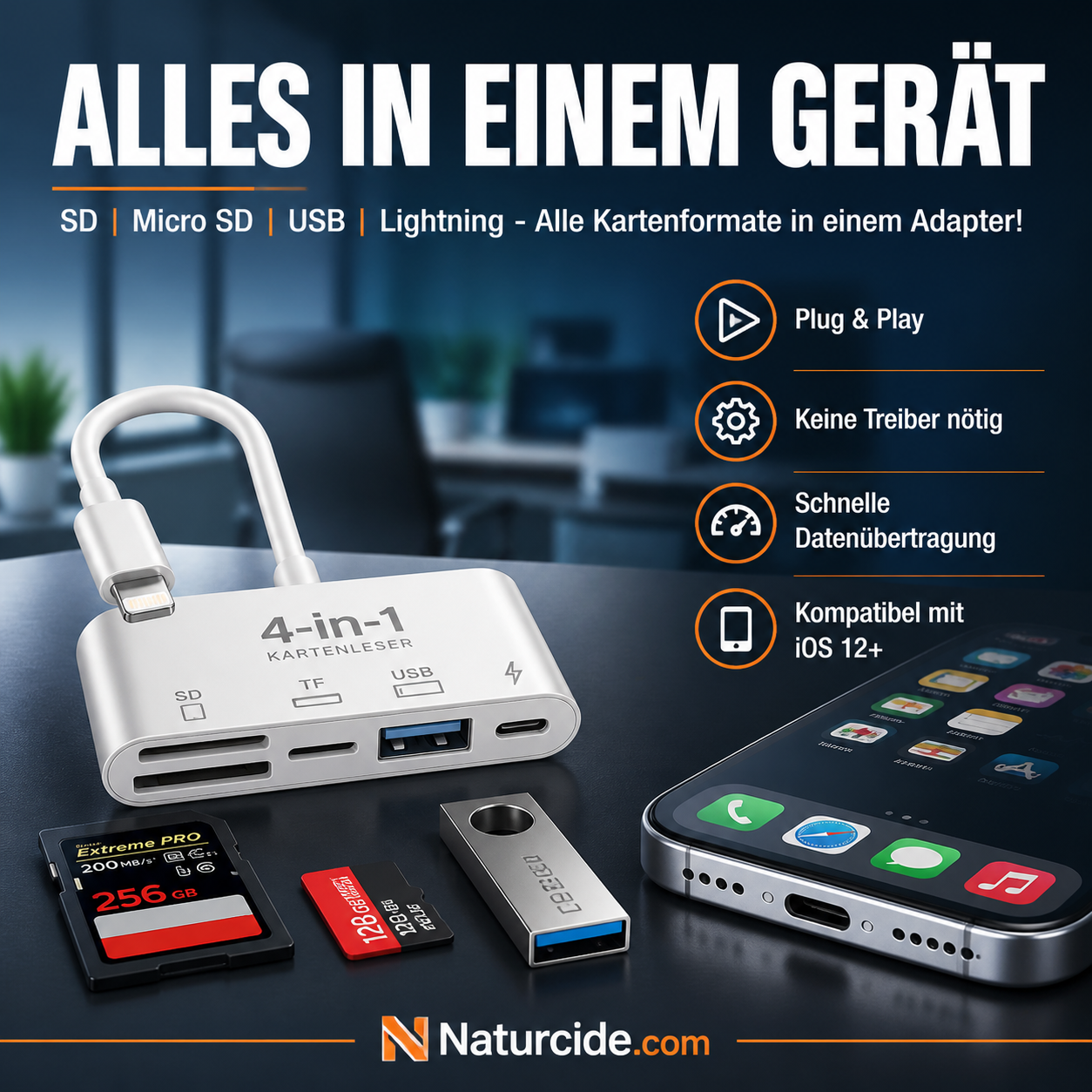 📢📢50 % Rabatt!!🥳 💞 50K+ VERKAUFT! ⚡💾3-in-1 USB-C Speicherkartenleser