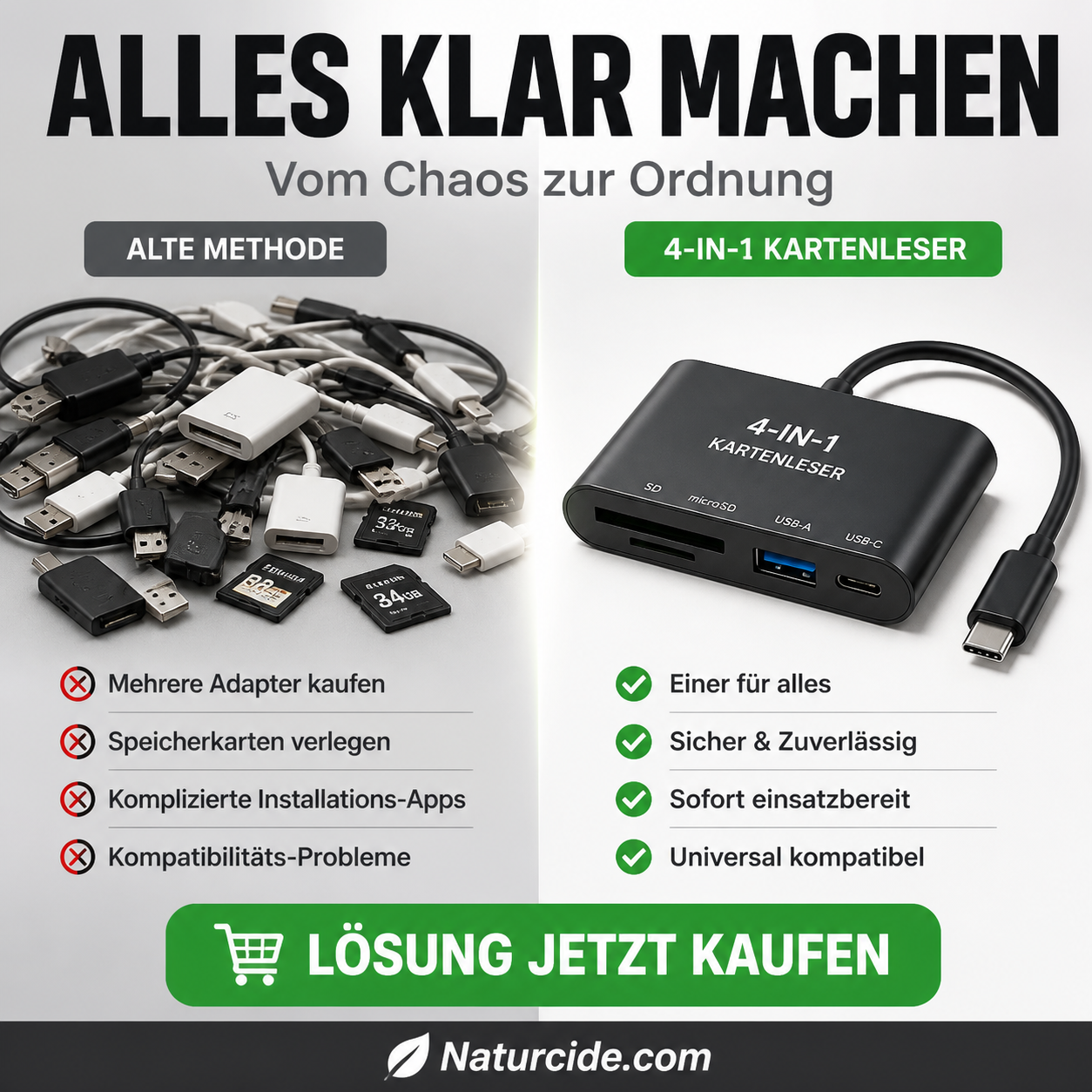 📢📢50 % Rabatt!!🥳 💞 50K+ VERKAUFT! ⚡💾3-in-1 USB-C Speicherkartenleser