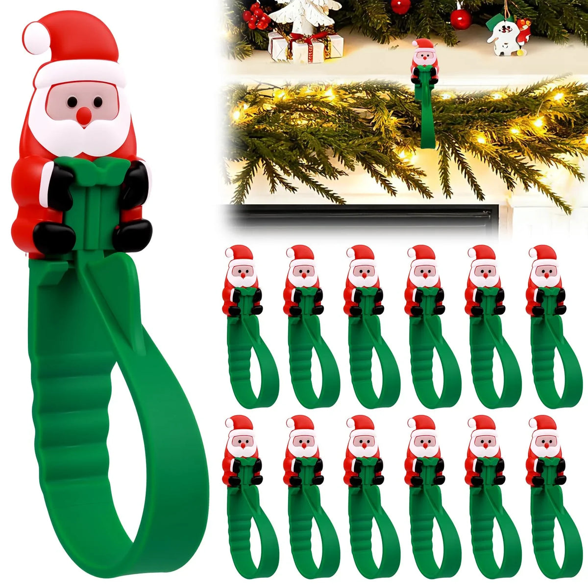 🎄🎅 Weihnachtsmann-Klebehaken (12er-Pack) – kein Bohren, keine Nägel, einfach abziehen, aufkleben und aufhängen.