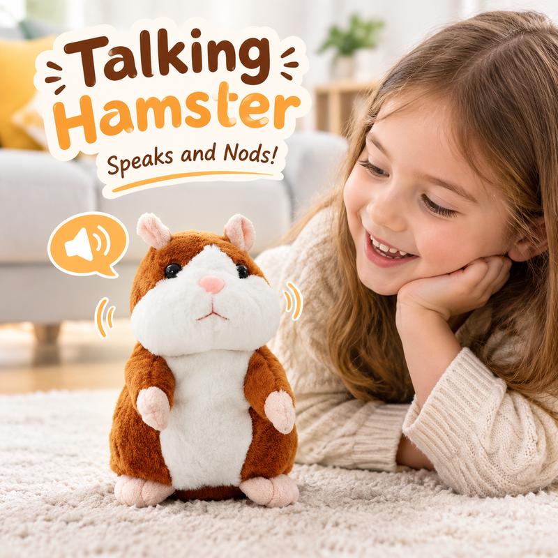 Sprechender Hamster als Plüschtier – wiederholt alles, was man sagt, schüttelt automatisch den Kopf, urkomischer Spaß für Kinder und Erwachsene