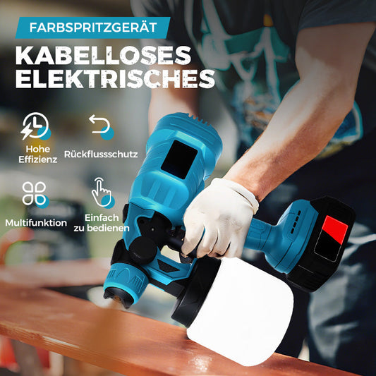 📢📢50 % Rabatt!! ⏰🔥Kabellose elektrische Spritzpistole ⚡ 800 ml/Minute für ununterbrochenes Sprühen 💪 Wiederaufladbar, kabellos, Sprühen in jedem Winkel ohne Auslaufen. Ideal für Möbel, Zäune und Wände 🏠