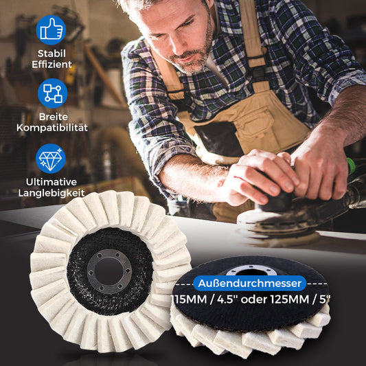 📢📢50 % Rabatt!! 🧽✨ Wollpolierscheibe für Winkelschchleifer – Hochglanz-Spiegelfinish! 🚀⚡