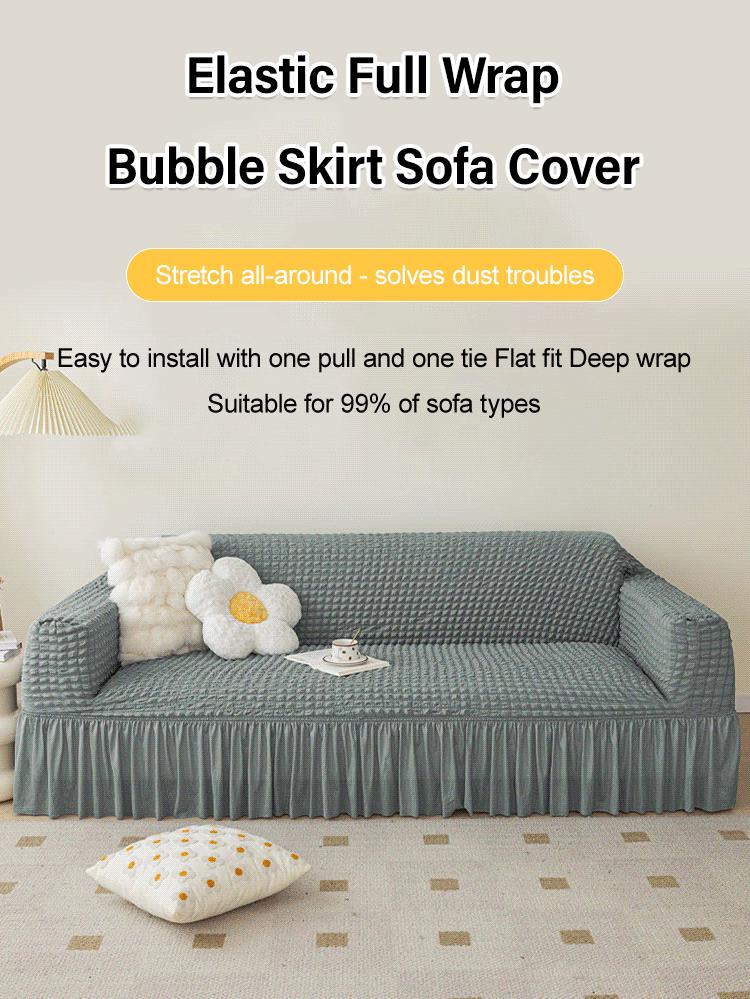 🛋️ 50% RABATT! 🎄 Universeller Sofabezug mit Rüschenrock – Dehnbar, rutschfest & perfekt für Weihnachten und den täglichen Schutz ✨