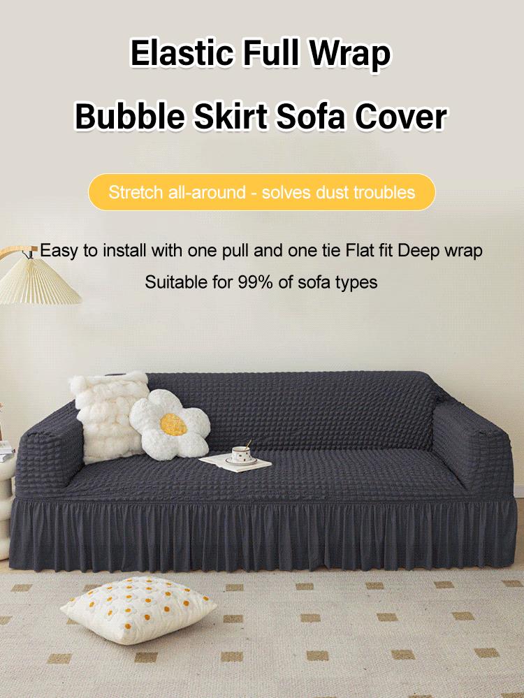 🛋️ 50% RABATT! 🎄 Universeller Sofabezug mit Rüschenrock – Dehnbar, rutschfest & perfekt für Weihnachten und den täglichen Schutz ✨