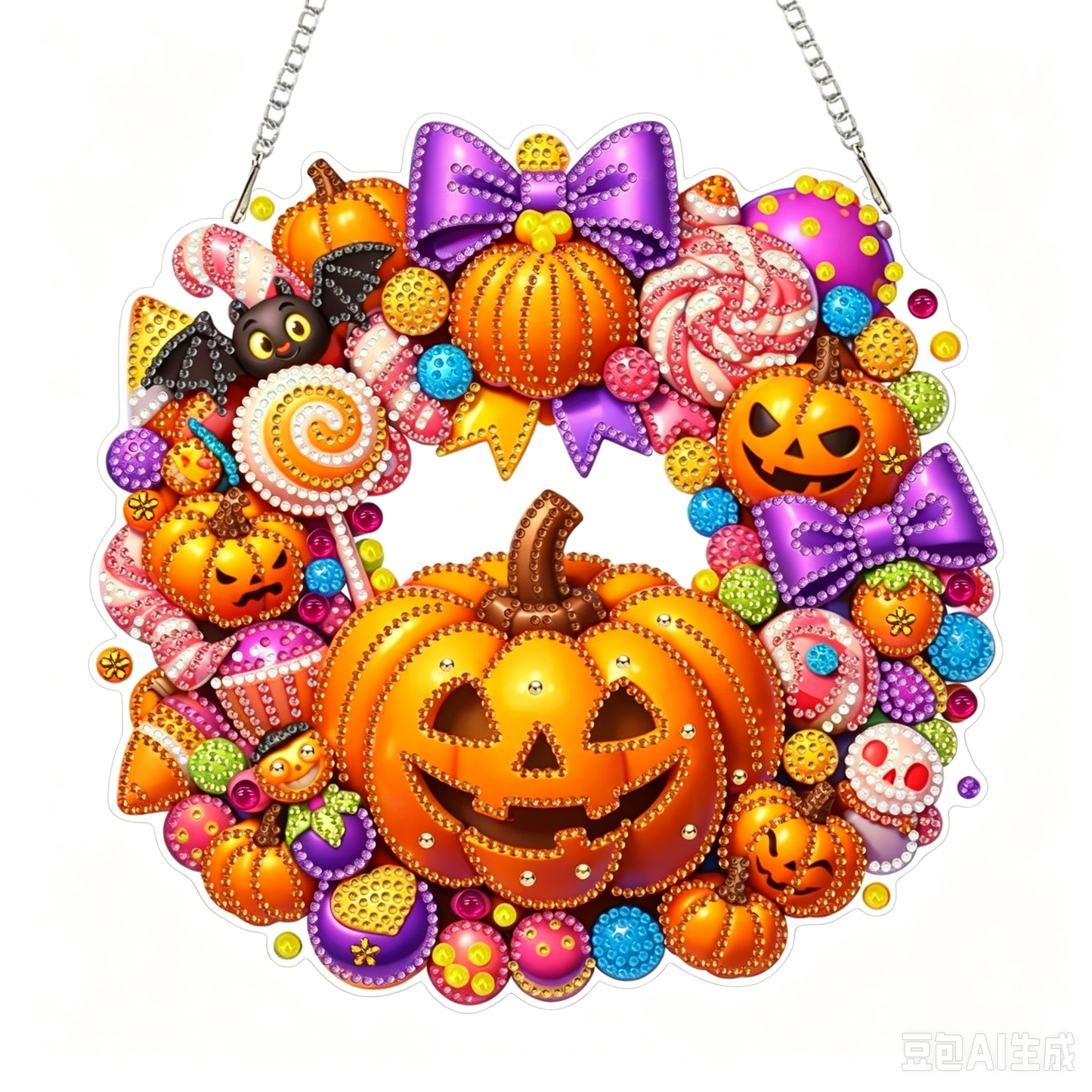 🎃 Herbstlicher Kürbiskranz mit Rautenmuster zum Aufhängen – Komplettes DIY-Set 🍂
