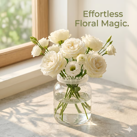 🔥🎁 1+1 GRATIS!!🥳🌸Wiederverwendbares Silikon-Blumenarrangementgitter, lässt sich über den Vasenrand ziehen, haftet selbsthaftend am Glas, für einfaches Blumenarrangieren.