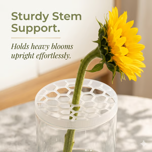 🔥🎁 1+1 GRATIS!!🥳🌸Wiederverwendbares Silikon-Blumenarrangementgitter, lässt sich über den Vasenrand ziehen, haftet selbsthaftend am Glas, für einfaches Blumenarrangieren.