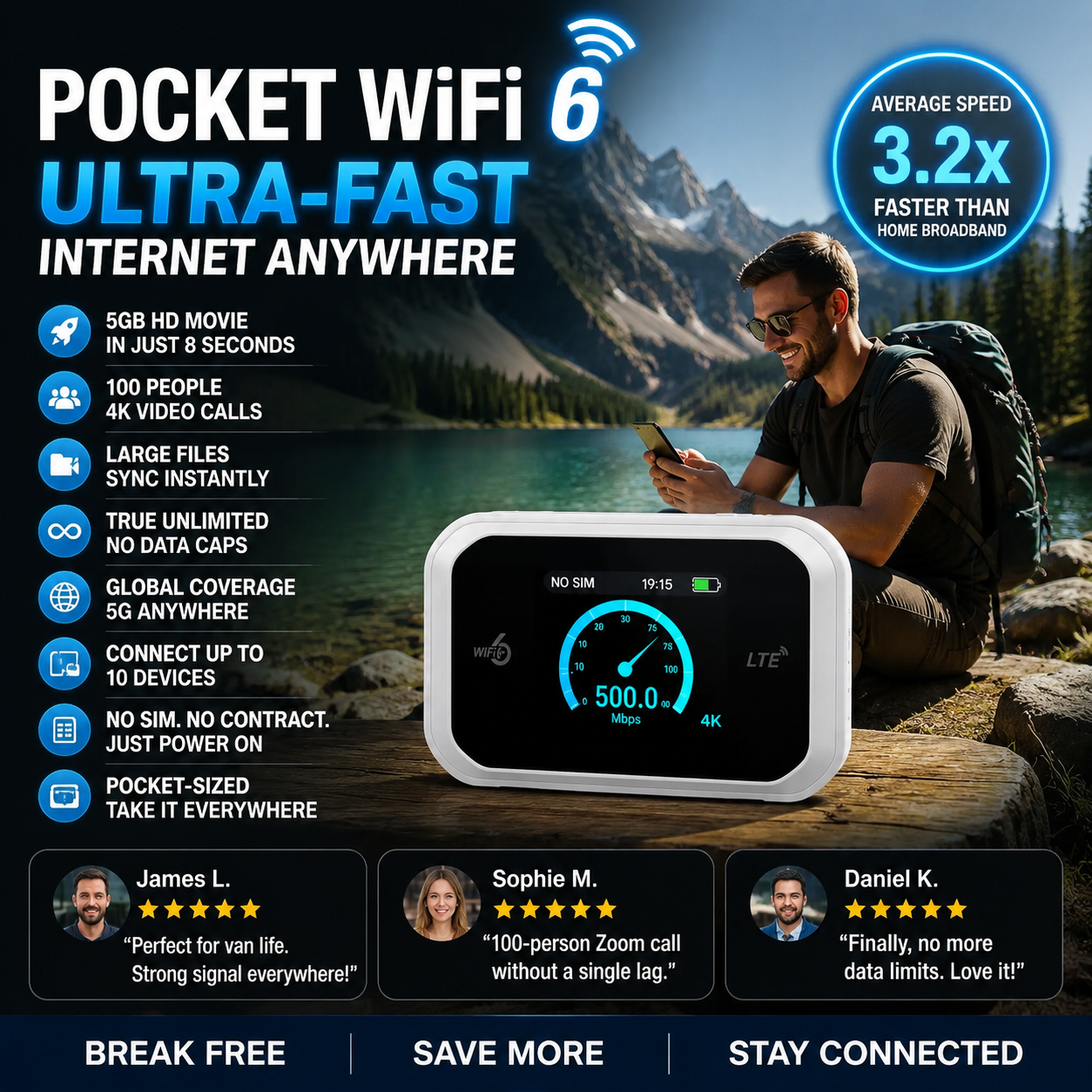 🔥50 % RABATT! 📶✨Pocket-WLAN mit Kompatibilität zu allen Netzwerken, ohne SIM-Karte!