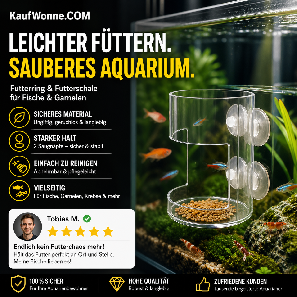 ⏳ Begrenzte Zeit 50% Rabatt!! 🐟✨ Futterring und -schale für Aquarien