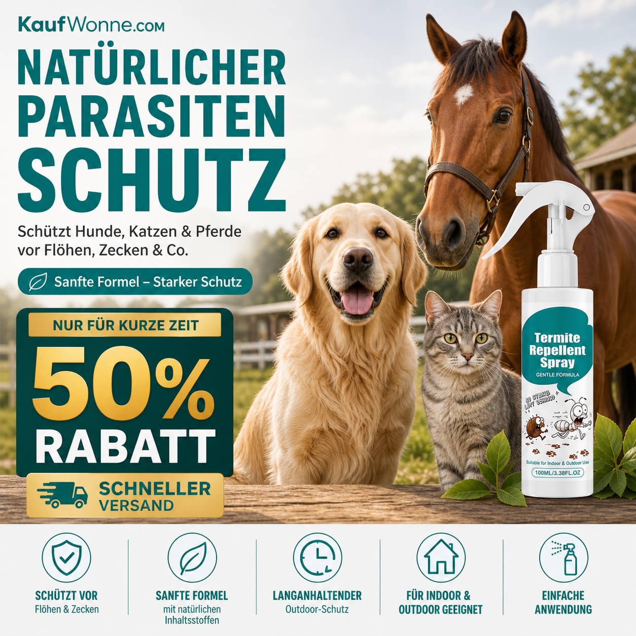 🌿 Natural Pet Parasite & Insect Repellent Spray