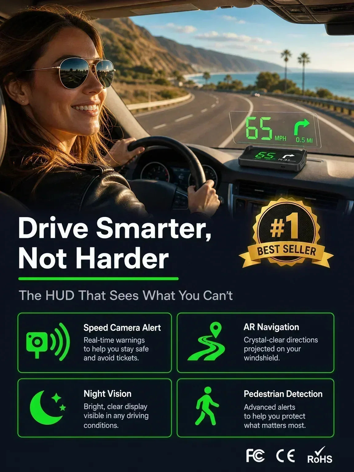 🚗🔥 JETZT 50 % RABATT! Auto‑HUD Head‑Up‑Display, GPS‑Digital‑Tachometer, Ampel‑Countdown & Blitzer‑Warnung, universelles Sicherheitsgerät