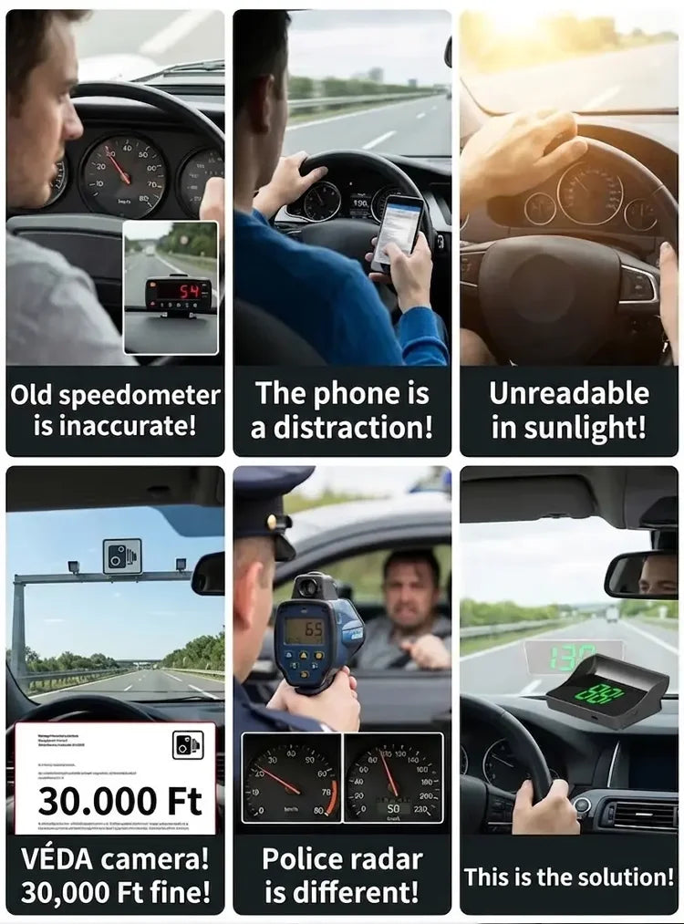 🚗🔥 JETZT 50 % RABATT! Auto‑HUD Head‑Up‑Display, GPS‑Digital‑Tachometer, Ampel‑Countdown & Blitzer‑Warnung, universelles Sicherheitsgerät