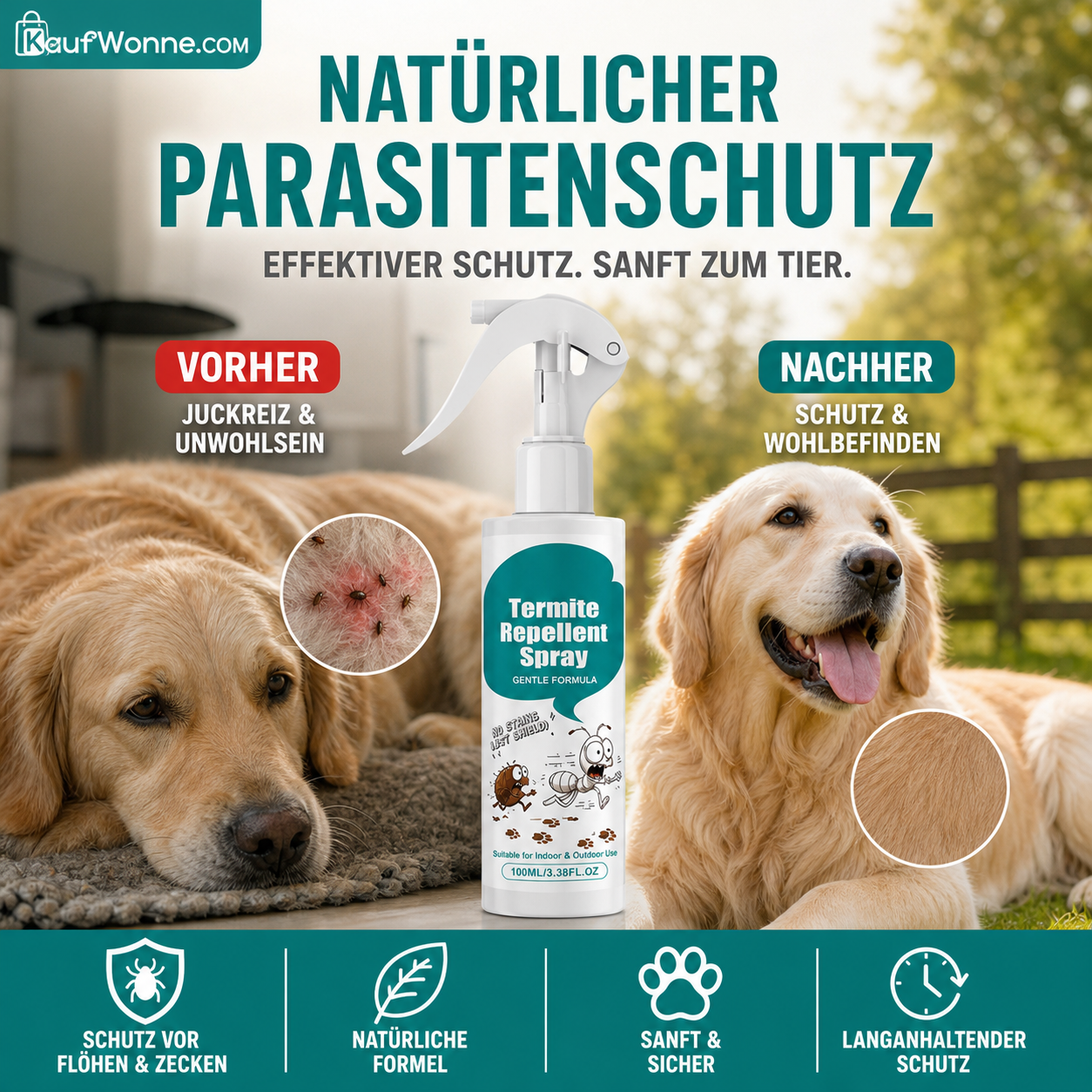 🌿 Natural Pet Parasite & Insect Repellent Spray