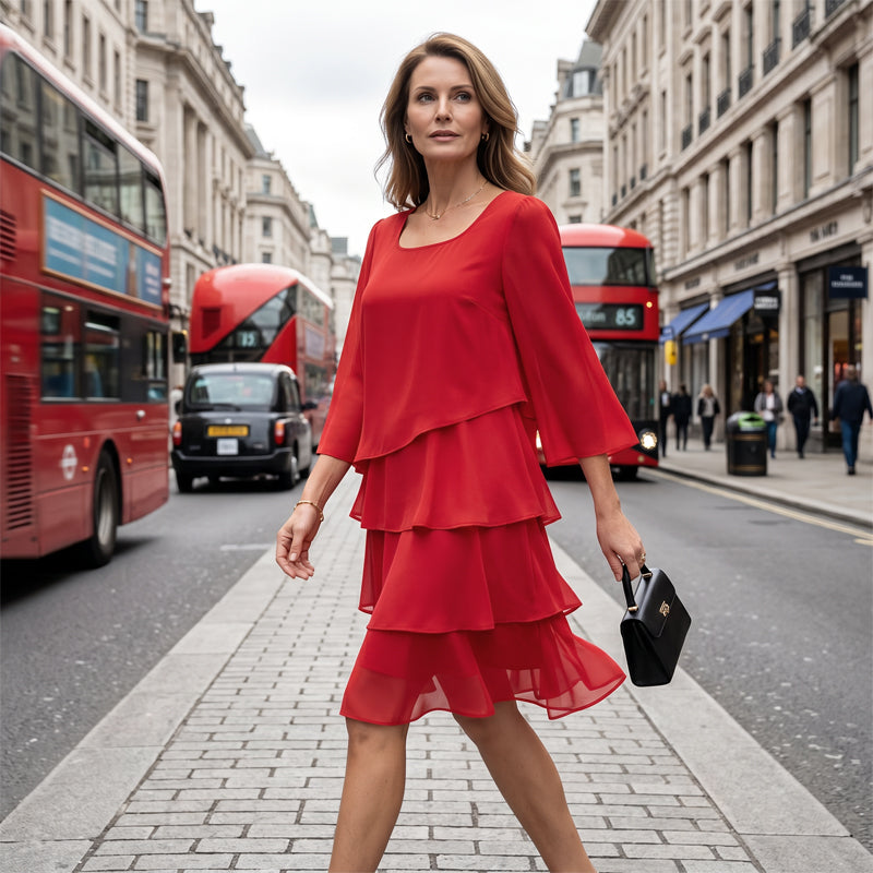 🎁 50 % Rabatt! Elegantes, mehrlagiges Rüschenkleid für Damen – Müheloser Stil für jeden Anlass 💃