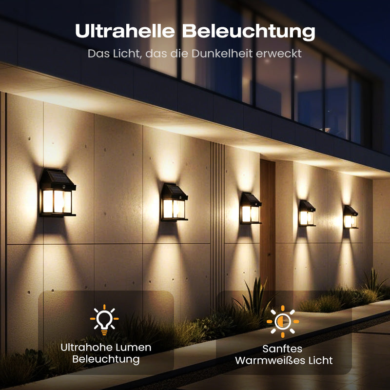 📢📢50 % Rabatt!! ⏰ ⏳Bewegungssensor Solar-Wolfram-Wandleucht - Wetterfest, langlebig & mit effizientem Panel | 0€ Stromkosten, warmes Wolfram-Licht🌙